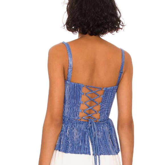 NWOT - Sabina Musayev Lizi Top Metallic Blue - Size M - Picture 2 of 4